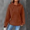 Plaid Pullover Jacket Women Long Sleeve Solid Color Hoodie with Pocket Round Neck