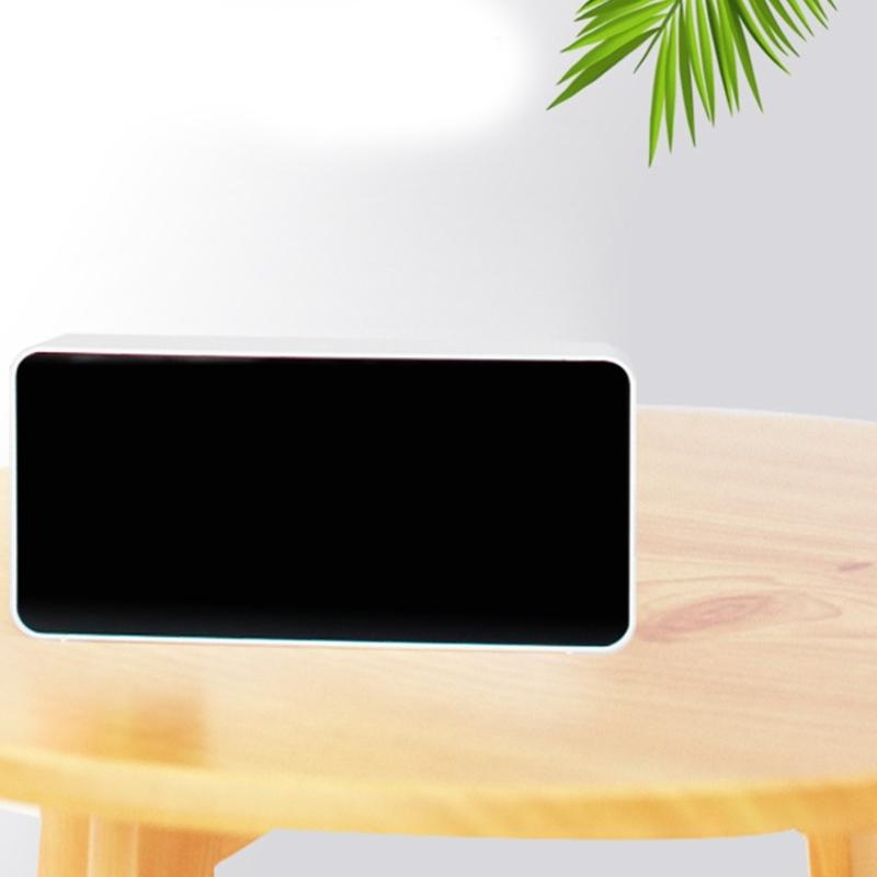 Mirror Clock Snooze Alarm Digital Timer Large Led Display Date Temperature Mute-