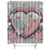 Romantic Love Heart And Floral Print Shower Curtain For Bathroom Decor