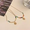 Stylish Sunflower Pendant Necklace Colorful Beads Necklace Adjustable Chain Necklace Neck Jewelry Perfect Gift for Women