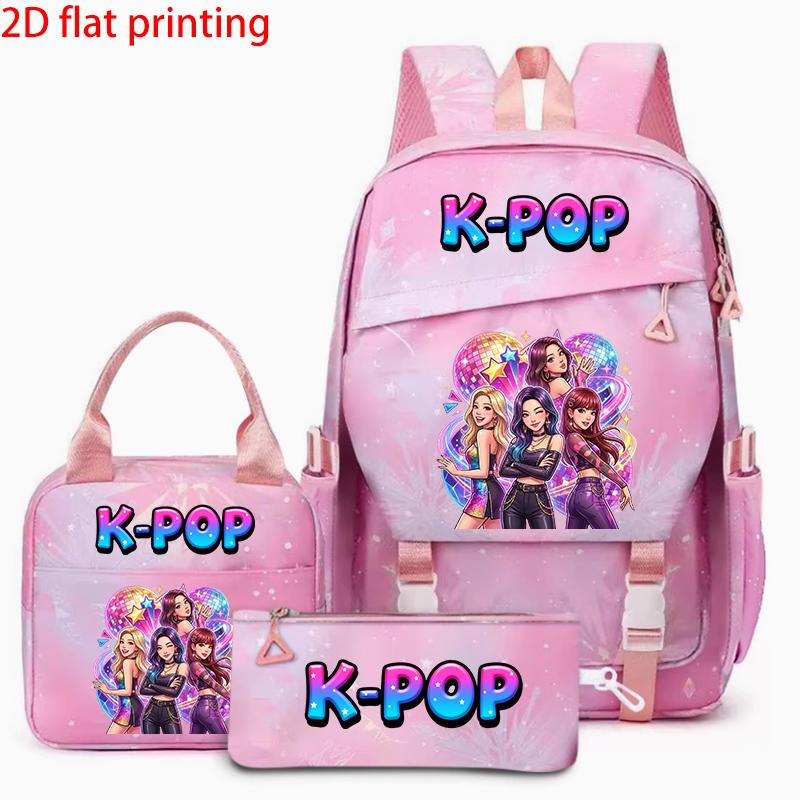 3PCS K-POP Girl Group Pattern Backpack Set for Fans Perfect Gift Idea with Eye-Catching Design