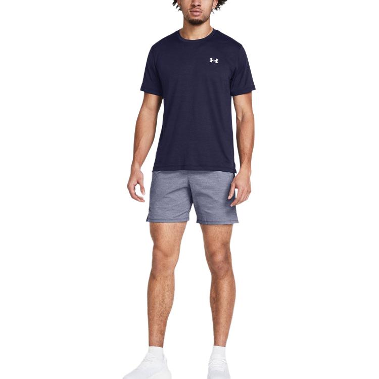Under Armour Logo Color Block Straight Leg Sports Shorts Men Shorts Navy-Blue 1376510-410