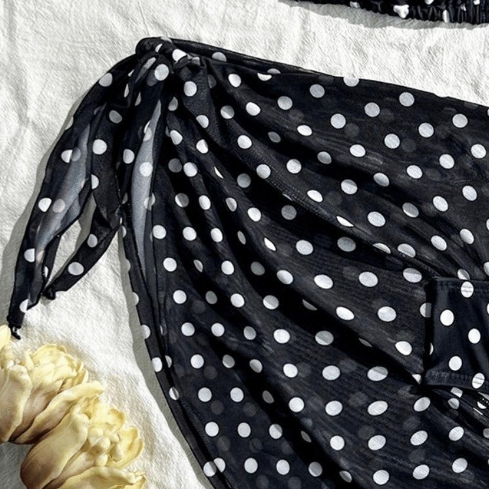 3pcs Halter 3-Piece Swimwear Dot Print Bikinis Set Beachwear Clothing Bathing Suits Summer Season