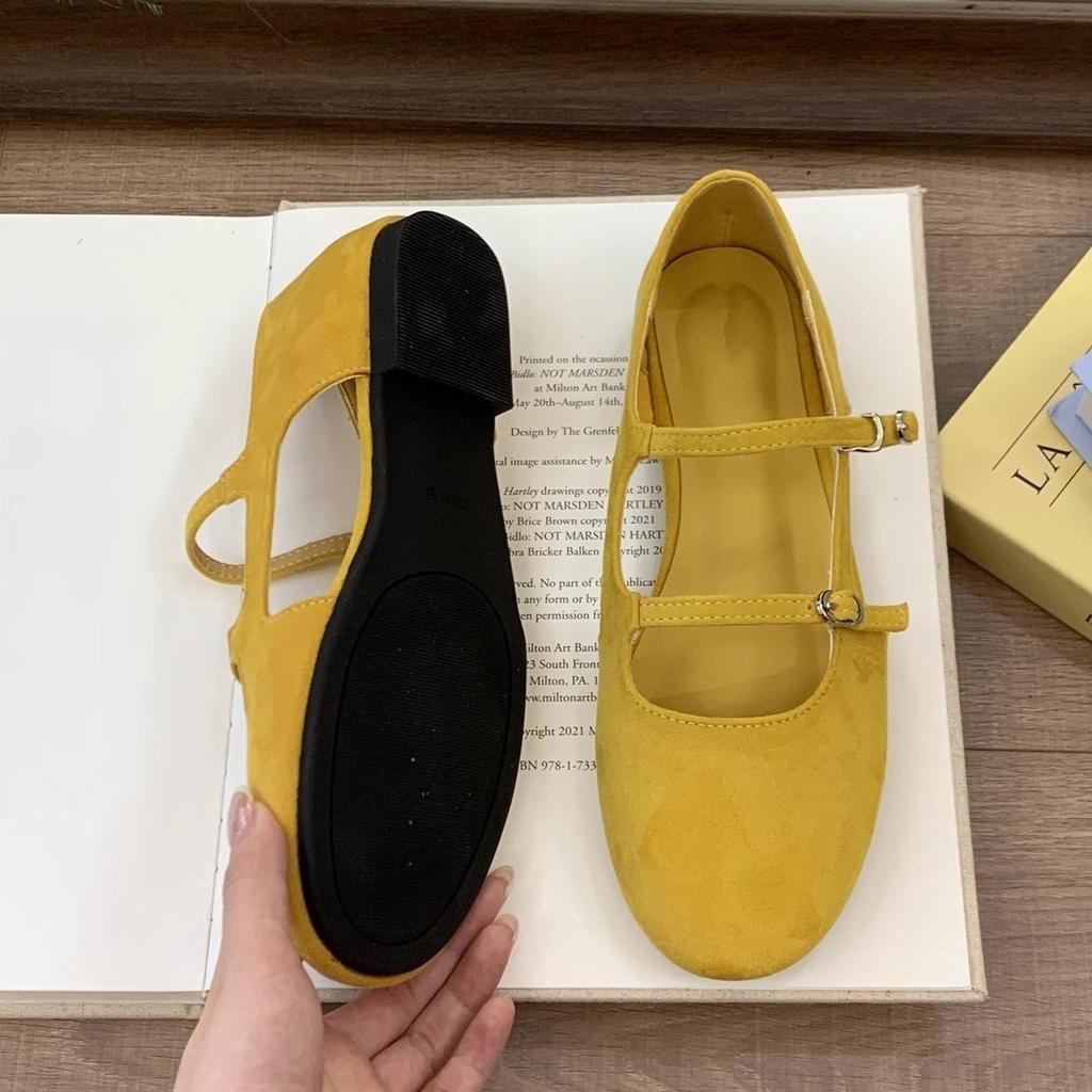 Side Air Shallow Mouth Single Shoes Women's Spring and Summer New Round Head Ladyshoes Ballet Soft Flat Bottom One Pedal Doudou Shoes