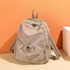 Solid Color Nylon Backpack Large Capacity Casual Simple College Students Unisex Versatile Lightweight Backpack