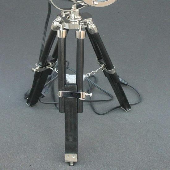 Silver Spot Light with Black Polished Wood Tripod 76 Cm