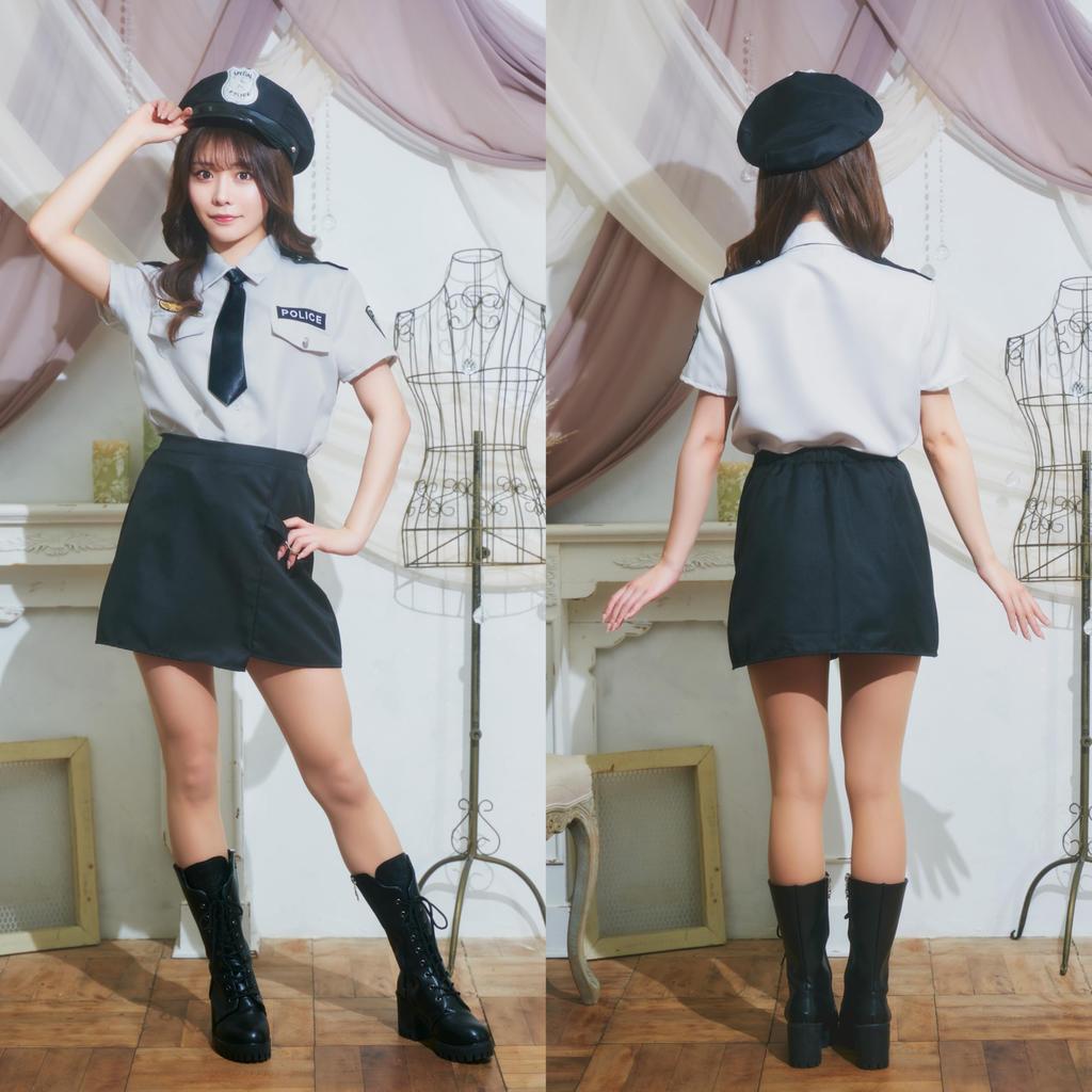Clearstone GLOWHOLIC Cosplay Halloween Grayish Police Costume for Women, Size S, Gray