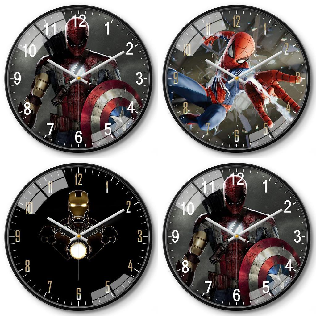 Marvel Captain America Iron Man Spider Man Pattern Wall Clock For Kids Room Decor