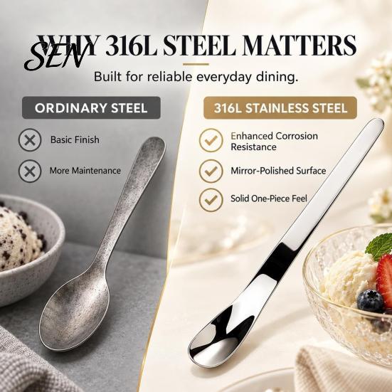 Stainless Steel Ice Cream Spoon 304 Spoon, Multi-Purpose Dessert Scraper Versatile Kitchen Accessory for Yogurt Jam Oatmeal, Dishwasher Safe Stirring