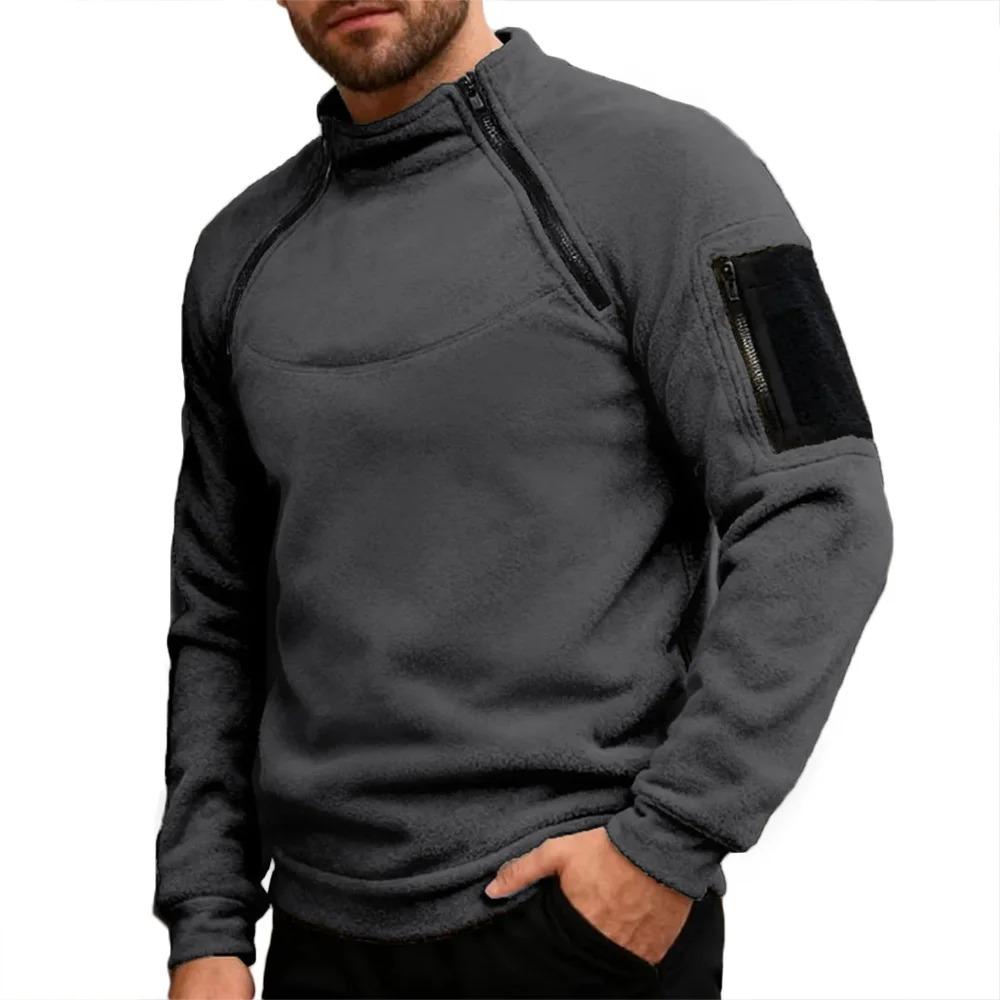 

Чоловічий світшот з рукавами реглан Осінь Зима Полар Фліс Теплий Вітрозахисний Пуловери Повсякденний Однотонний Чоловічий Стильний Верх XXXL темно-сірий колір