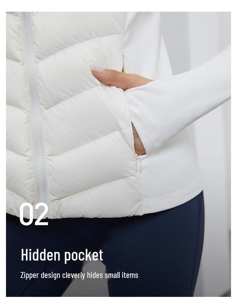Lulu Women's Slim Sports Down Jacket - Stand Collar, Light Warmth for Skiing, Running, Yoga, and Casual Wear