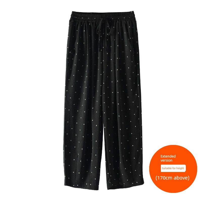 

Plus Size Women s Clothing [Polka Dot Cool Pants] Three Pants Length Texture Sense Cropped Grandma s Pants Summer Casual Harem Pants Retro Black (above 170cm) 5XL