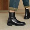 Fashion NEW Winter Women Boots Round Toe Chunky Heel Shoes Split Leather Shoes for Women Concise Warm Plush Ankle Boots Zip Modern Boots