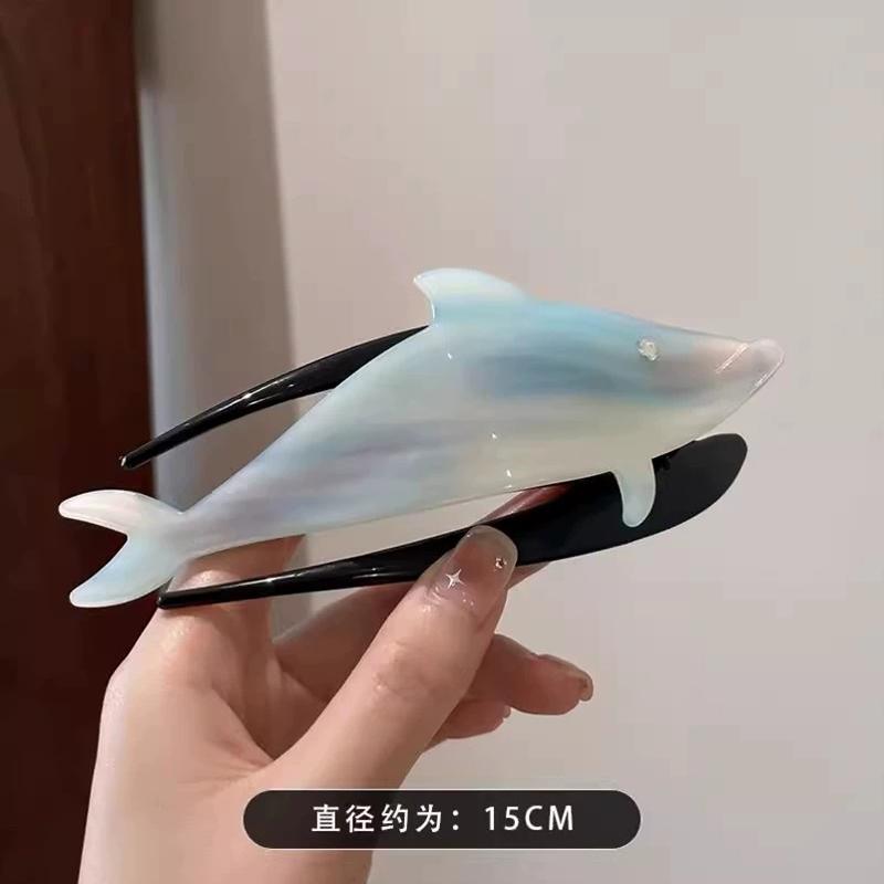 Swallowtail Marble Hair Claw Clip Barrette Duckbill for Women Crab Whale Hairpin Ponytail Headwear Acetate Hair Accessories