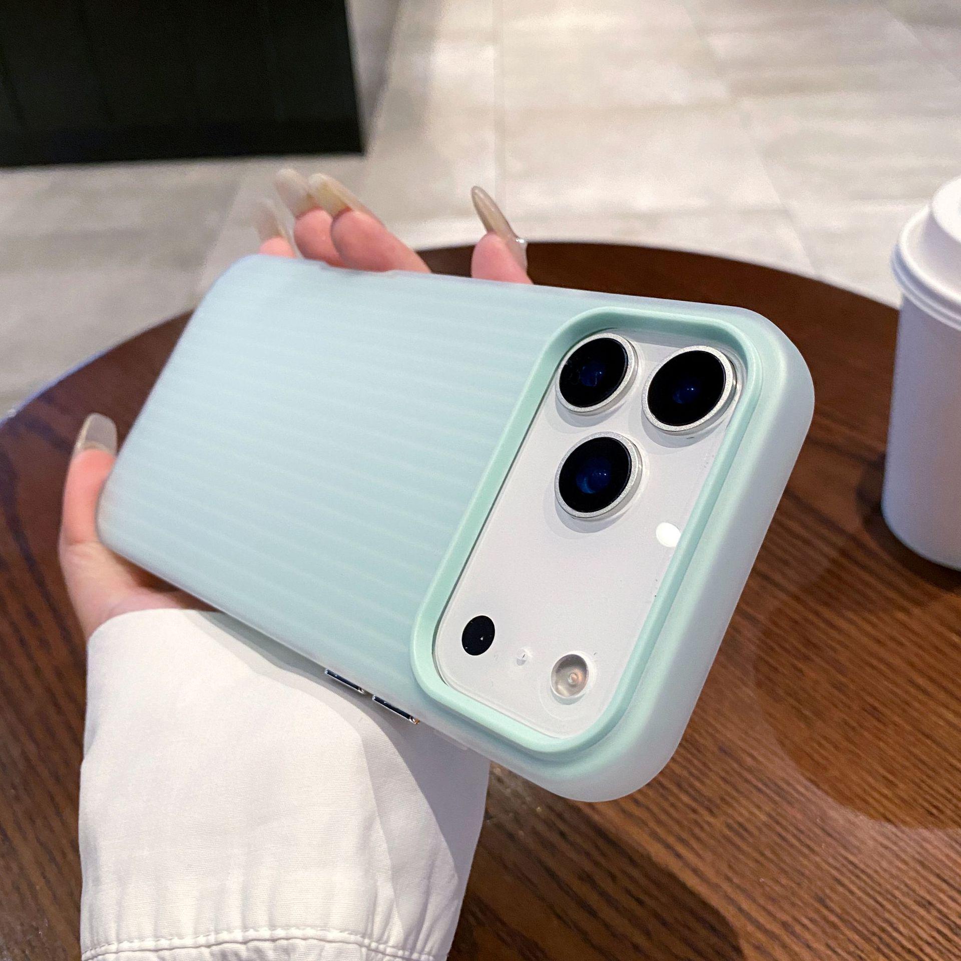 

iPhone 17 Pro Anti-Sweat Solid Color Case, Apple 16 Pro Smooth-Feel Cover, 15 Pro Corrugated Design, 13 Series Compatible. 16E циан