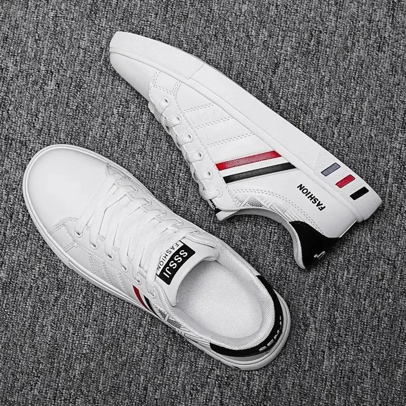 2024 Men's Sneakers White Casual Shoes Original Fashion Leather Luxury Comfortable Lace-up Shoes Plus Size Zapatillas De Hombre