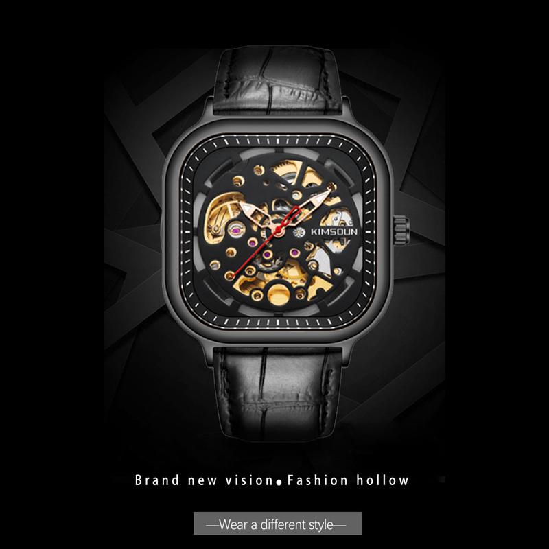 KIMSDUN Herrenuhr Top Marke Luxusuhr Mode Quadratisch Automatik Mechanisch Tafelschliff Herrenuhr