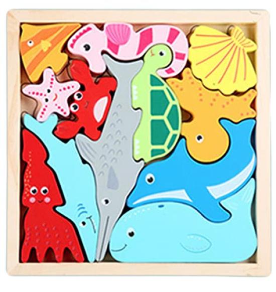 

Cute wooden sea creature puzzle featuring crabs, whales, turtles, and more - a great gift