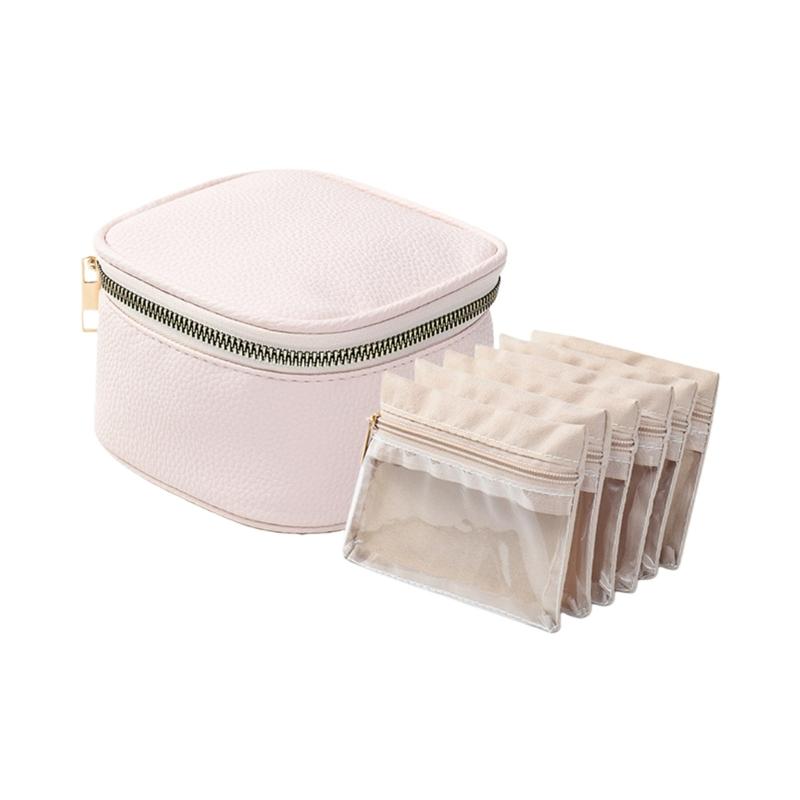 

Practical PU Jewelry Case Multifunctional Compartments Leather Texture Suitable for Travel and Home Jewelry Display розовый