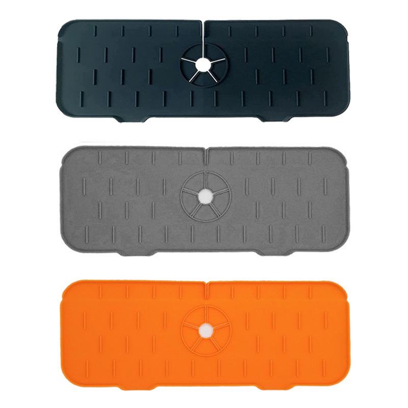 Silicone Faucet Splash Guard: Non-slip, Water-blocking Vanity Storage and Draining Mat for Kitchen & Bathroom.