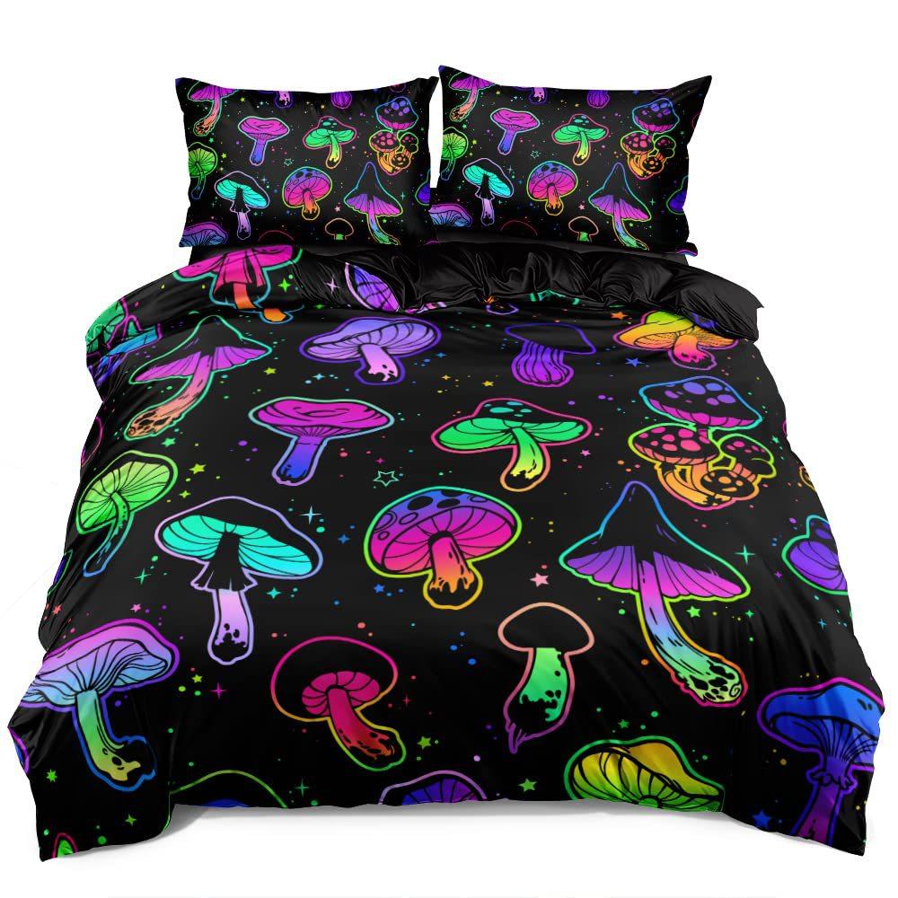 Psychedelic Mushroom Three-Piece Quilt Cover 3D Digital Printing Bedding Set Color Bed Cover
