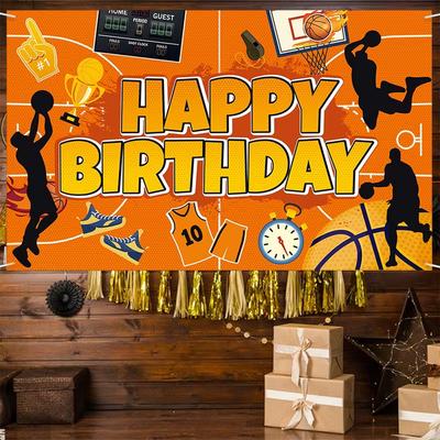 2D Orange Basketball Sports Happy Birthday Photography Background