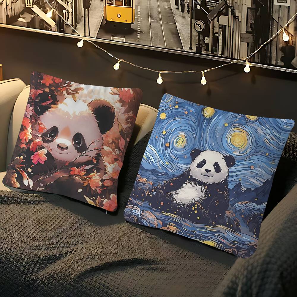 Niedlicher Cartoon Panda Kissenbezug Abnehmbarer Waschbarer Kissenbezug – Ganzjahresweichleinen