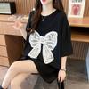 Navava Women Lace Ribbon Loose FiT ShorT Sleeve T shirT nT2530