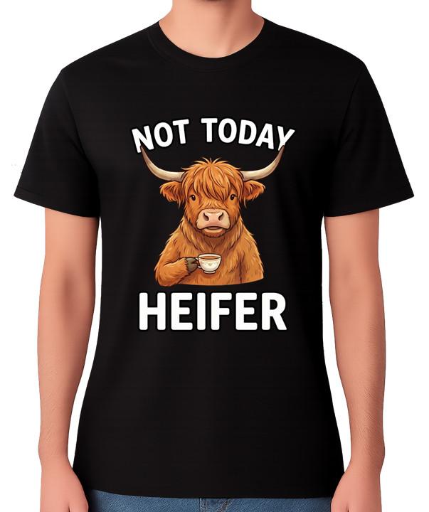 

Not Today Heifer T-Shirt Funny Highland Cow Unisex Top Coffee Humour Tee 5XL різнокольоровий