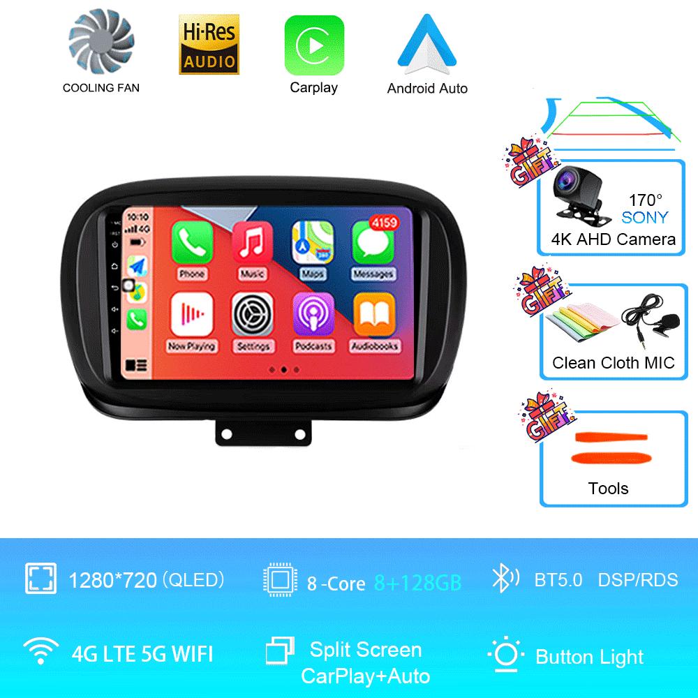 Car Radio Android 14 For Fiat 500X 2014 - 2020 Multimedia Video Player GPS Navigation Wireless Carplay+Auto Stereo QLED HeadUnit