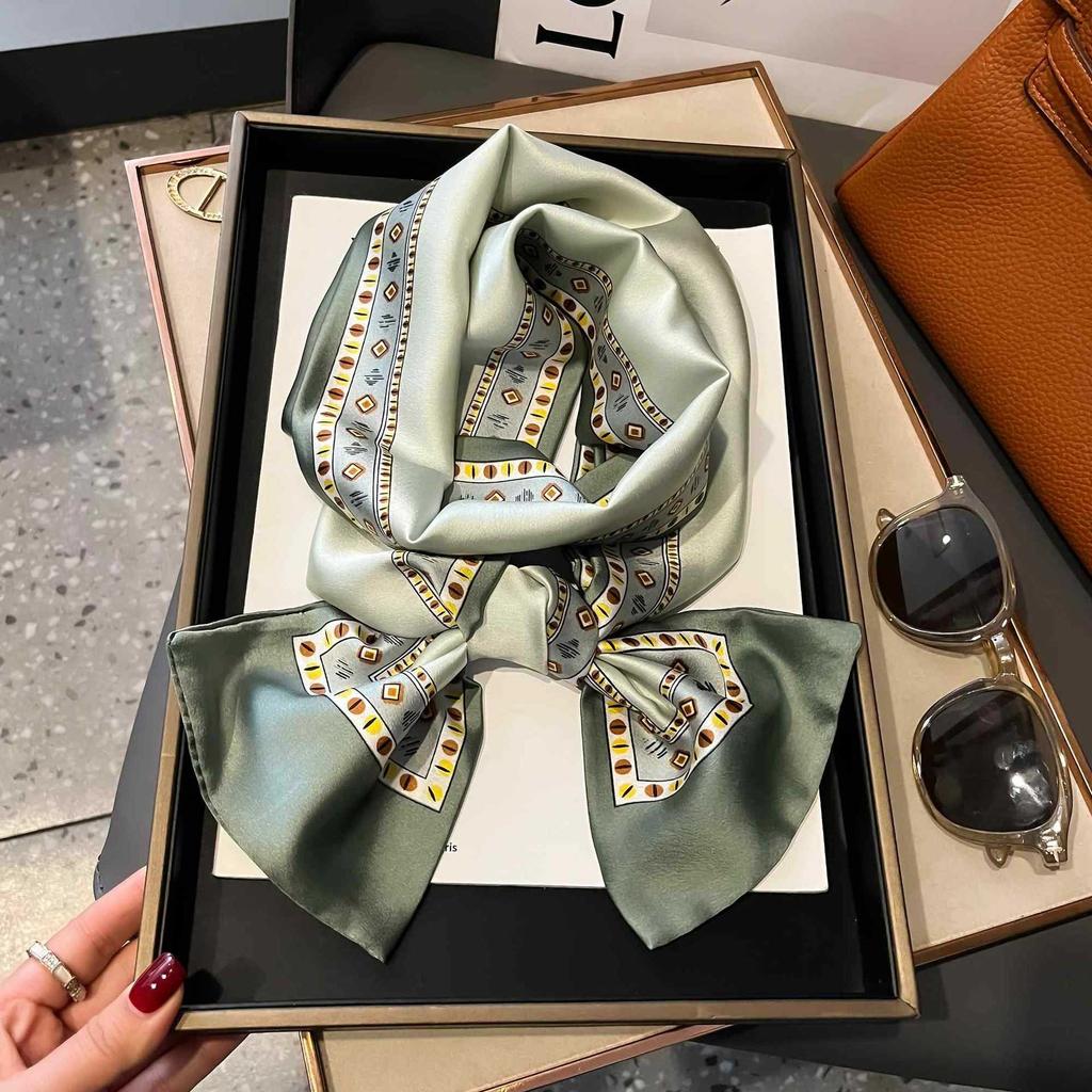 Small Silk Scarf Women's Spring and Autumn Thin Korean Version Versatile Thin and Narrow Long Scarf Tied Hair Temperament Square Scarf with Suit Shirt