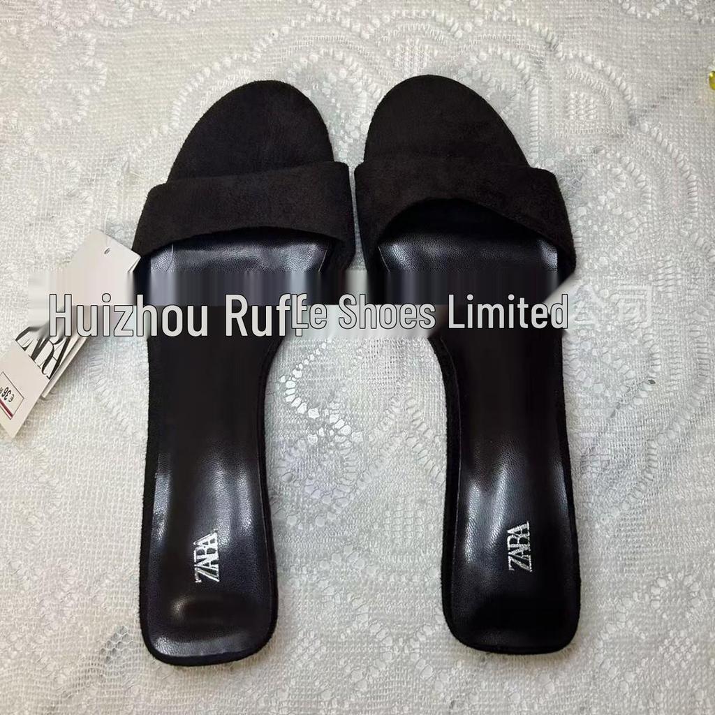 2025 Black Suede Leopard Wedge Heels with Thick Sole - Comfortable Outdoor Fashion Shoes