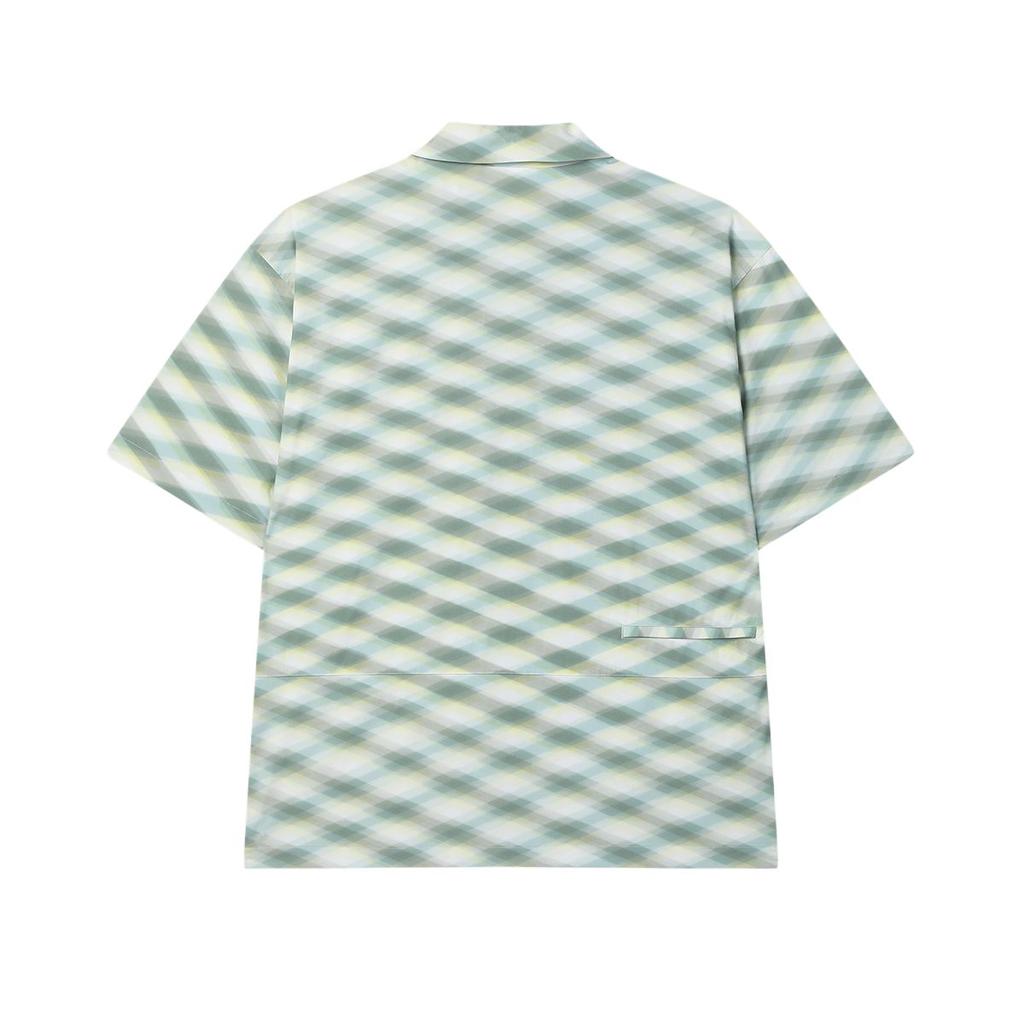 Fila X MAISON KITSUNE Original Logo Fashion Print Loose Fit Woven Drop Shoulder Short Sleeve Shirt Men Shirts Light-Green F11M529404F-LG