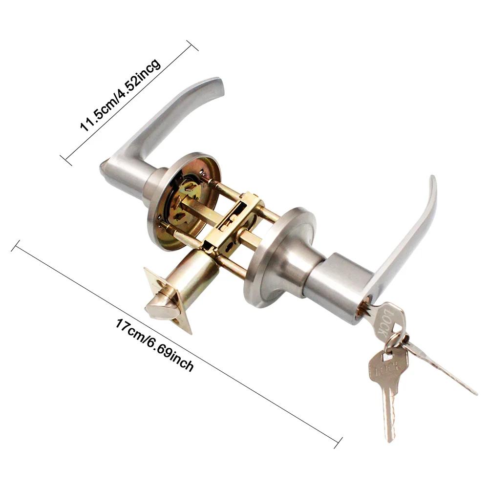 Дверная ручка-замок из нержавеющей стали, запирающая дверная ручка, внутренняя ручка-замок, дверная ручка на замену для спальни, входной двери