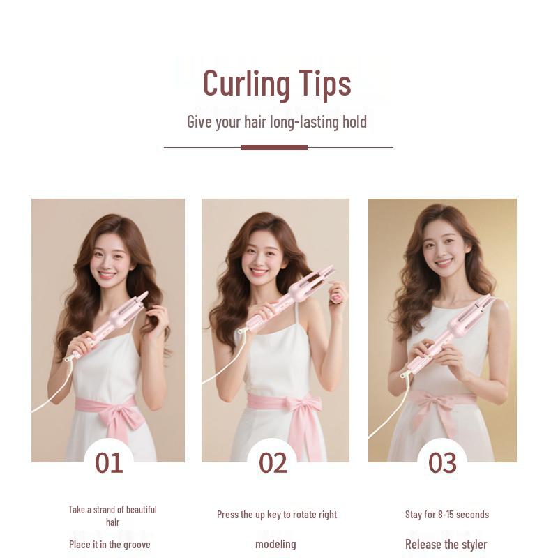 Korean Style 32mm Curling Iron for Large Curls – Safe, No Hair Damage, Perfect for Dorms and Easy Styling