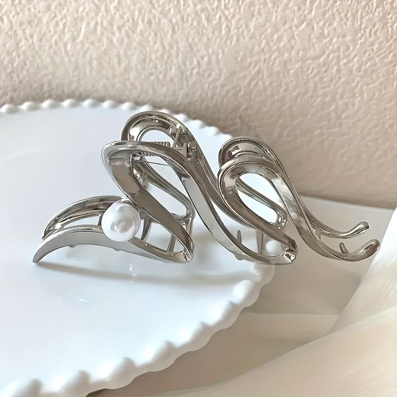 Haarklammer   Hinterkopf-Greifklemme Metall Große Haiklammer Haarnadel Haarnadel Kopfschmuck Haarnadel   Geschenk Silberfarben Haarklammern für Frauen