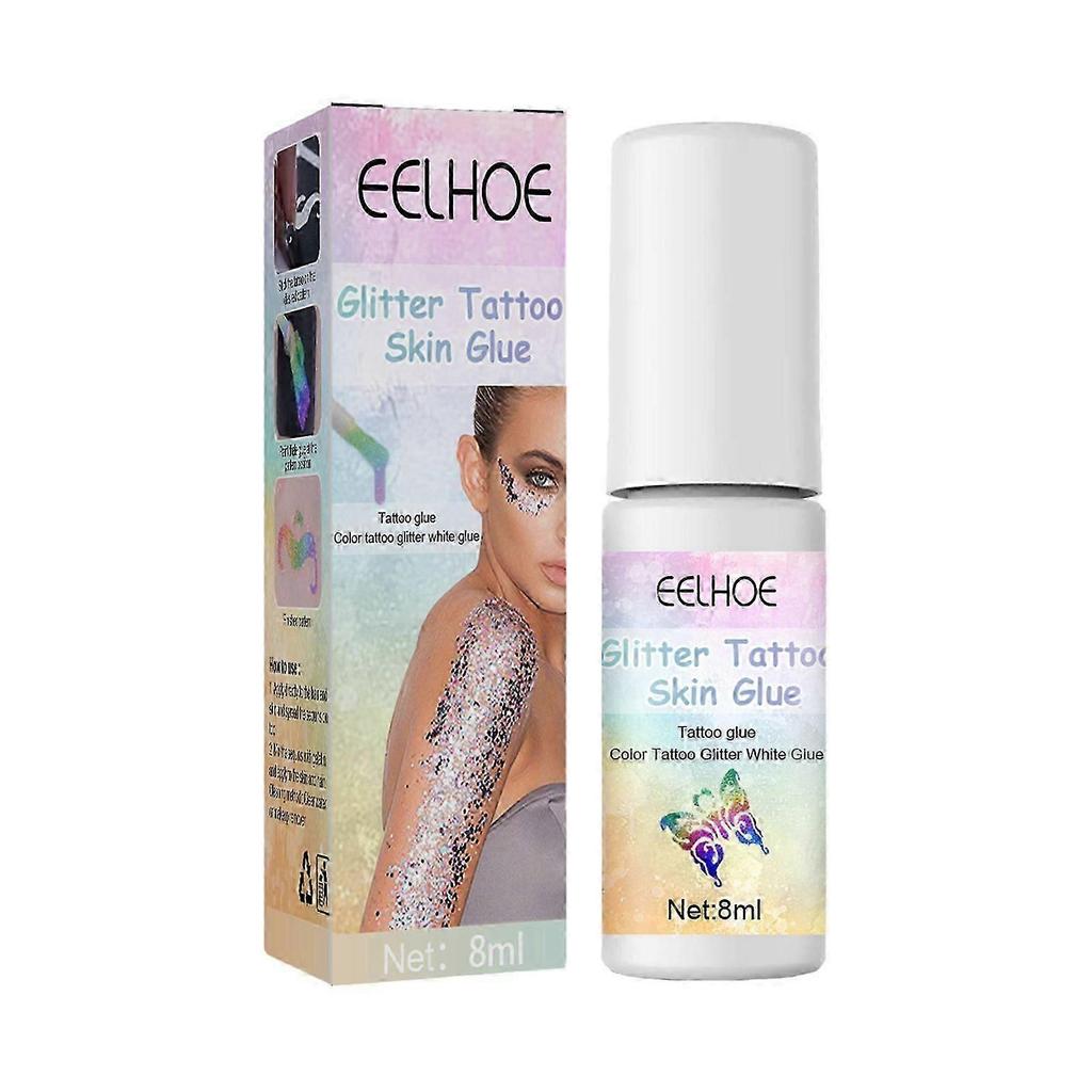 Glitter Tattoo Skin Gel with Aloe Vera Long-Lasting, Skin-Friendly Body Art Adhesive for Face & Body, Easy To Apply, 8ml