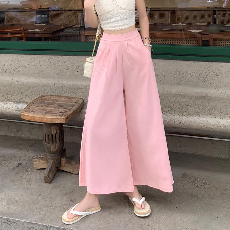 

Брюки палаццо Yamamoto Ледяной шелк Юбка средней длины Брюки для женщин Летом Новые С высокой талией Приталенные Повседневные Девять точек Свободные Юбка средней длины L розовый