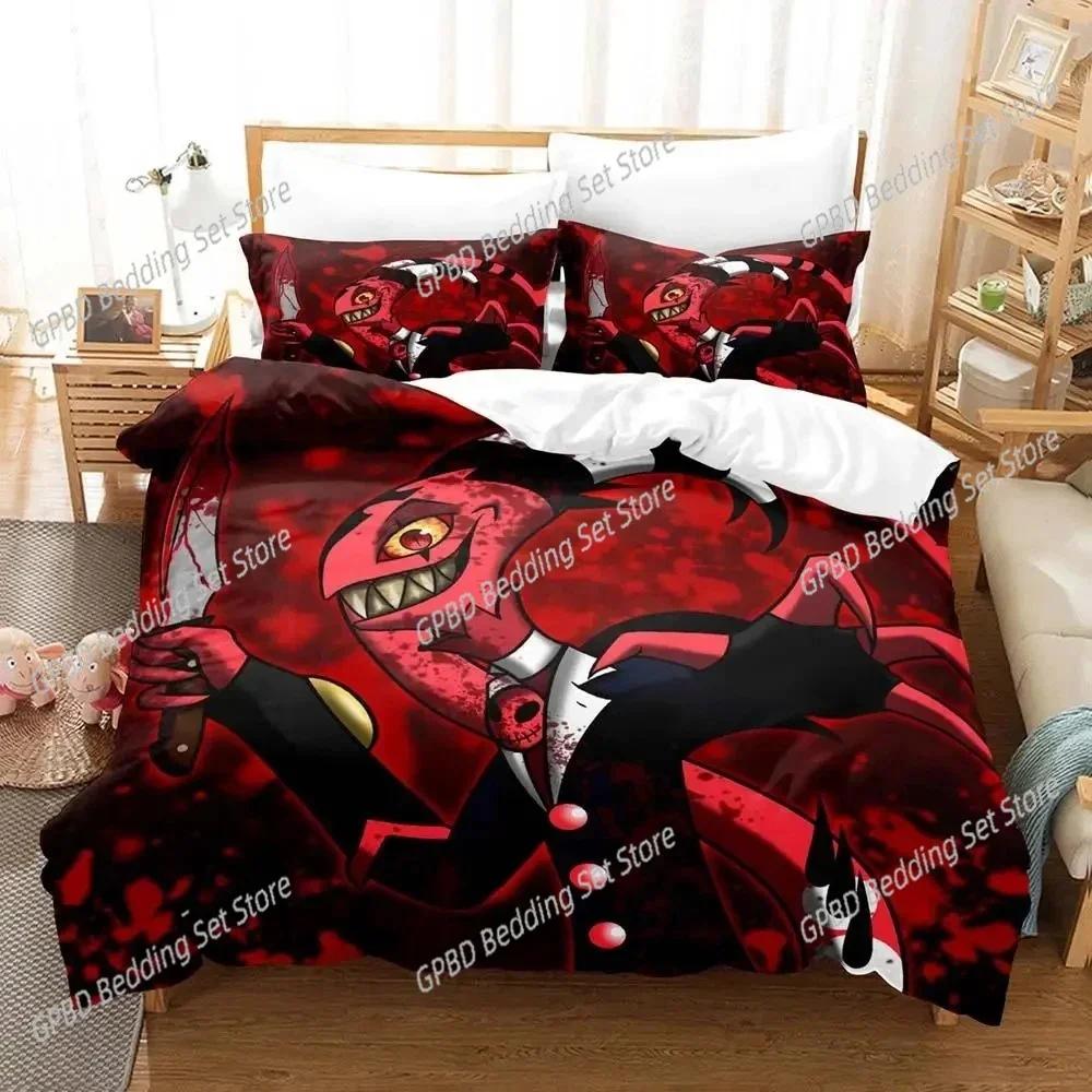 Anime Helluva Blitzo Boss 3D Bedding Set Duvet Cover Pillowcases Single Twin Full Queen King Size Home Decor Quilt Boys Gift