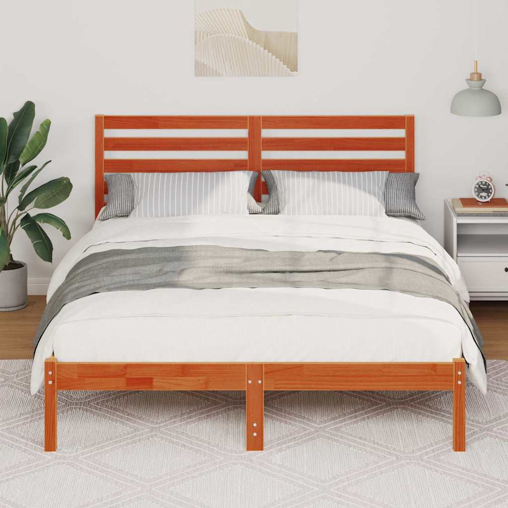 Bed Frame Wax Brown 120 x 200 cm Solid Pine Wood