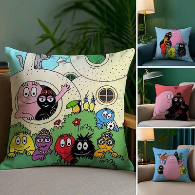 Federa Cuscino Cartone Animato Carino B-Barbapapas Tessuto Peluche Morbido Stampa Double Sided Copricuscino Divano Copricuscini da Lancio