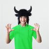 Funny Plush Hat With EarFlaps Bull Horn For Winter Outdoor Activity Cold Weather Head Protectors Halloween Headpiece