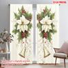 2pcs,2D Plane Printing Light Filtering Curtains Christmas Bells Holly Flowers (2) Versatile Fabric (without Rod) Decorations