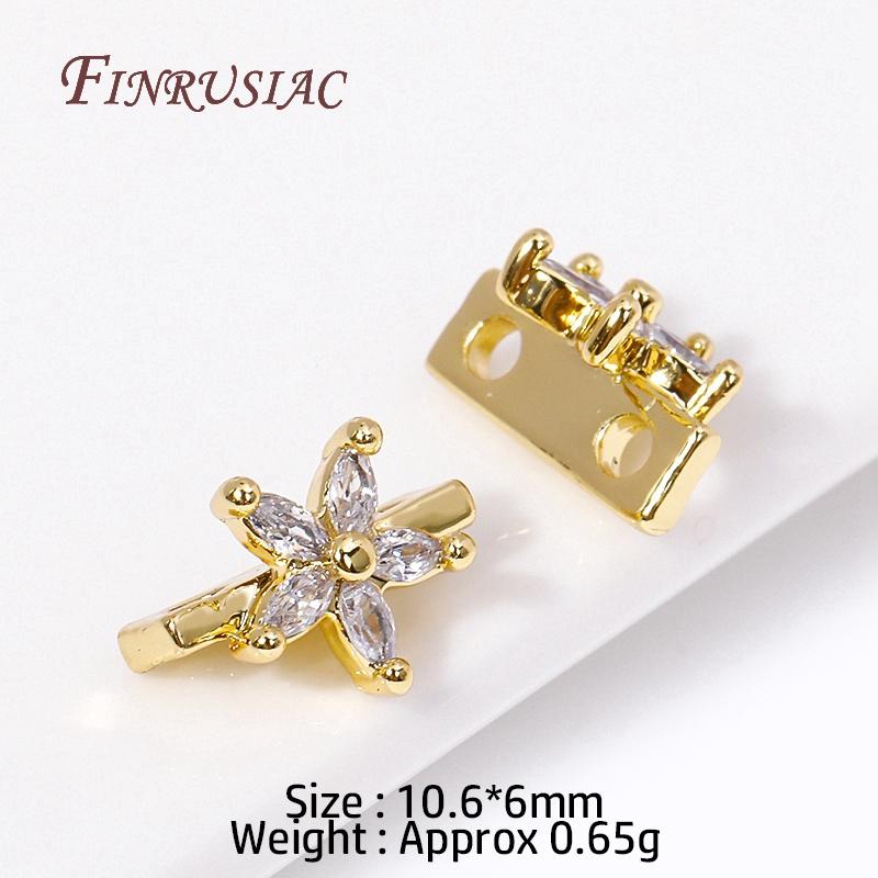 18K Gold Plated 2/3 Hole Separators For Beads,Inlaid Zircon Beads Separators,Handmade Decorative DIY Beading Jewelry Materials