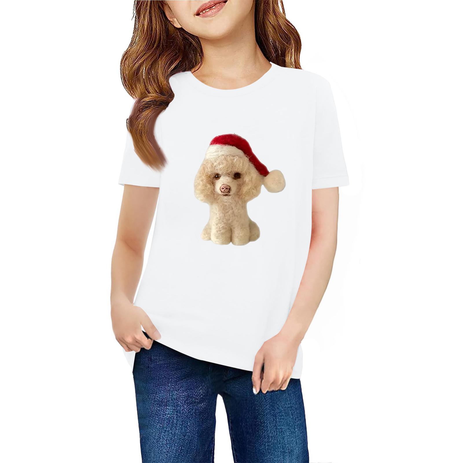 

Детская футболка с коротким рукавом и принтом животных, повседневный топ 160 белый