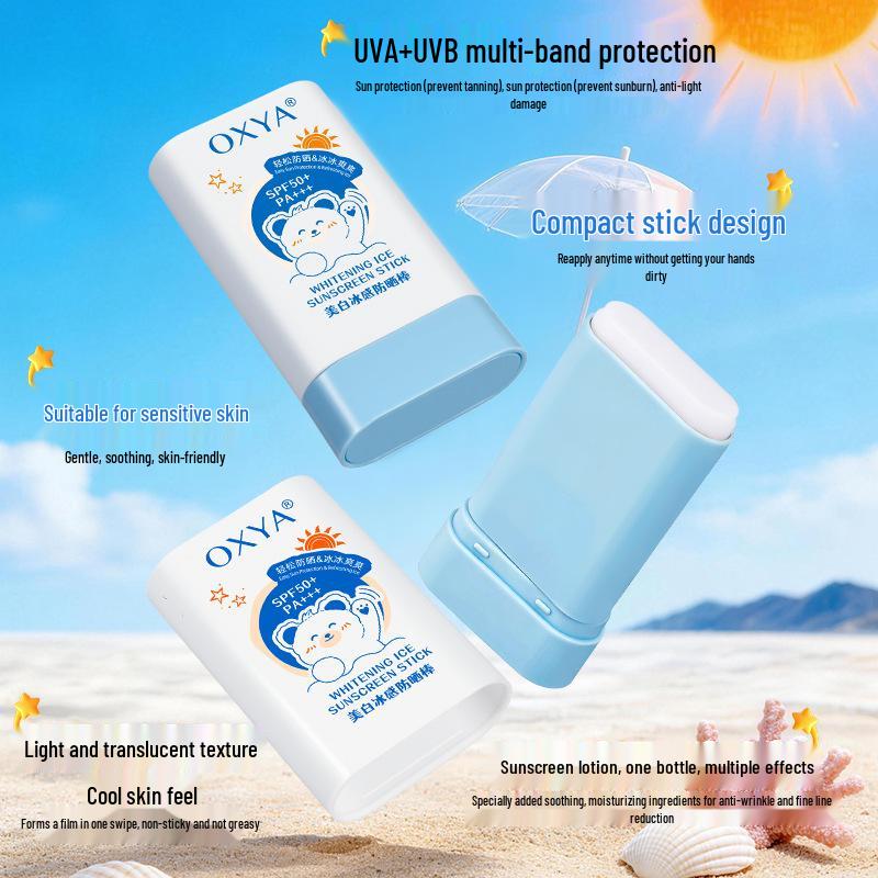 OXYA Whitening Ice Sunscreen Stick SPF50 – Moisturizing, Hydrating, Non-Sticky, High UV Protection.