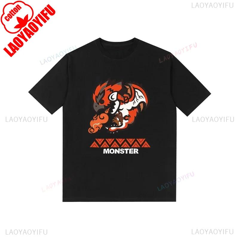 Monster Hunter Tshirt Funny Game Fans Cartoon Tops Cotton Korea Style Short Sleeve T Shirt Casual Hipster Streetwear Man Tees