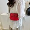PU Leather Candy Color Shell Bag Korean Style Versatile Saddle Bag Flap Crossbody Bags  Girls