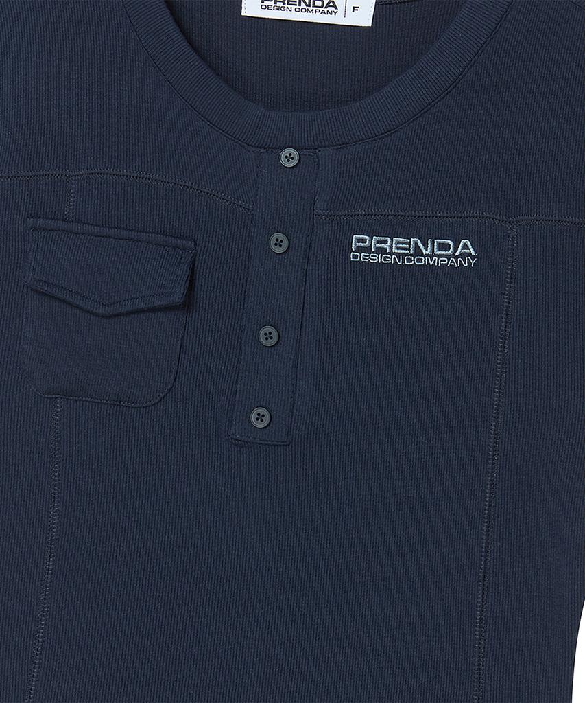 PRENDA Pocket Button Short Sleeve Navy