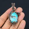 Tibetan Turquoise Gemstone Copper Wire Wrap Pendant Jewelry Gift For Love